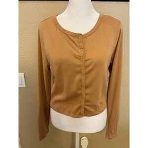 Sugar Moon Long Sleeve Cropped Button Cardigan Top, Large, Lightweight